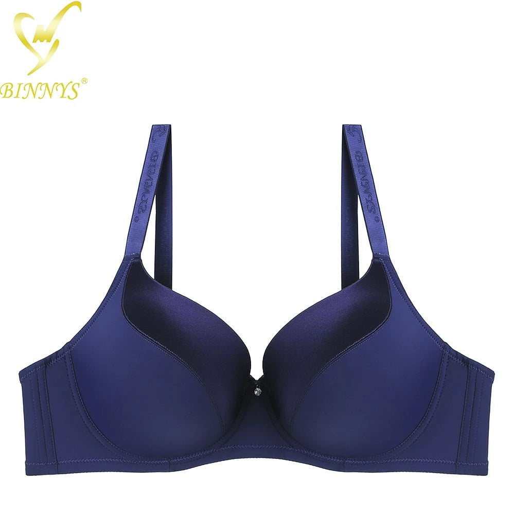 Binnys Women's Bra: E Cup, Top Full Cup, Sexy High Quality, Plus Size Big Cup, Solid Nylon Underwire NAVY / E / 38