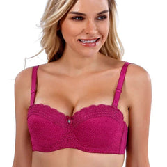 Binnys Women's Bra: Half Cup C Cup, Convertible Straps, Thin Female Lingerie, Lace Strap Back, Three Hook Underwire Ladies Bra