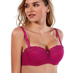 Binnys Women's Bra: Half Cup C Cup, Convertible Straps, Thin Female Lingerie, Lace Strap Back, Three Hook Underwire Ladies Bra