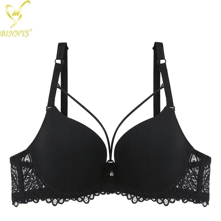 BINNYS Women's Bra: Sexy B Cup, Adjusted Straps, Premium Fancy Underwire Bra black / B / 32