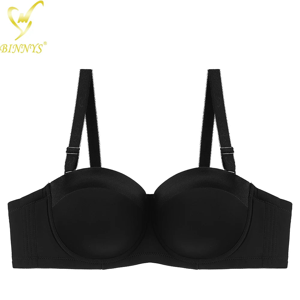 BINNYS Women's C Cup Bras: Comfortable Underwire, High-Quality Silicone Half Cup, Nylon Ladies Underwear black / C / 34