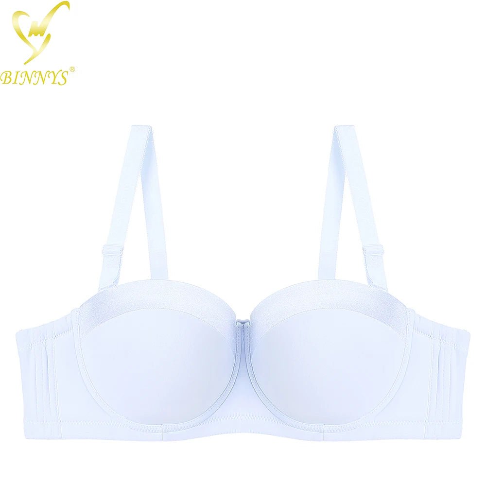 BINNYS Women's C Cup Bras: Comfortable Underwire, High-Quality Silicone Half Cup, Nylon Ladies Underwear White / C / 34