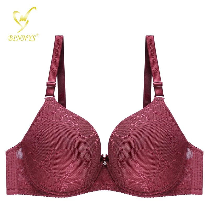 BINNYS Women's D Cup Seamless Bra: Sexy Lingerie for Ladies, Plus Size, Large Breast Bra with Extender Burgundy / D / 36