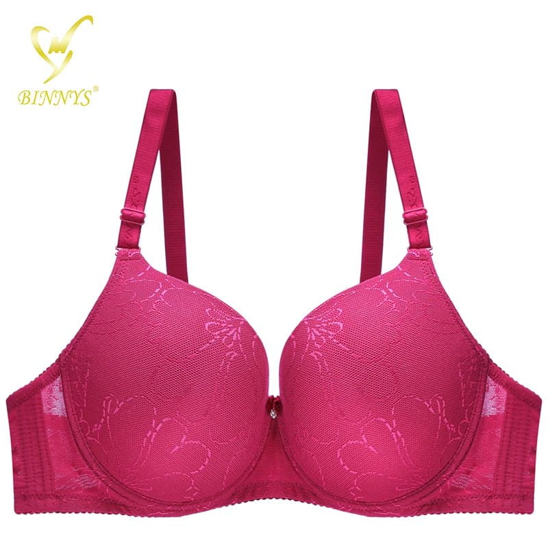 BINNYS Women's D Cup Seamless Bra: Sexy Lingerie for Ladies, Plus Size, Large Breast Bra with Extender Wine Red / D / 36