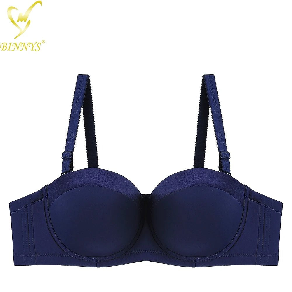 Binnys Women's D Cup Strapless Bra: 38D, Female Lingerie, Plus Size Big Cup, Women's Underwear, Ladies Large Size Women Bras NAVY / D / 36