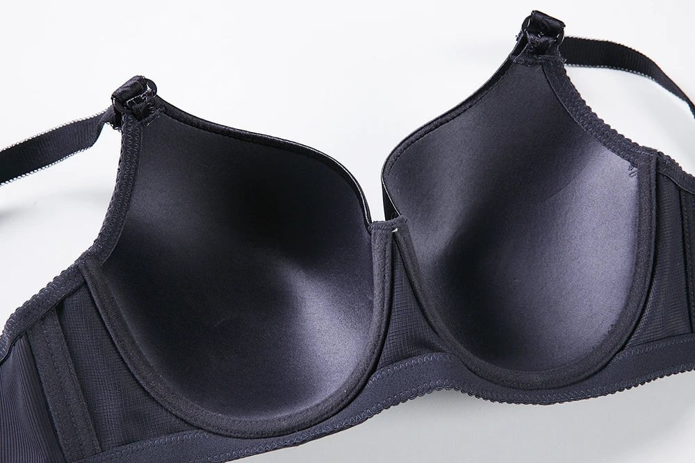 BINNYS Women's Full Cup D Cup High-Quality Plus Sizes Underwear: Striped Comfortable Underwire Spandex Nylon Women Bra