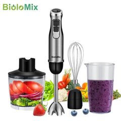 BioloMix 1200W 4-in-1 Immersion Hand Blender with Chopper, Smoothie Cup & Stainless Steel Ice Blades