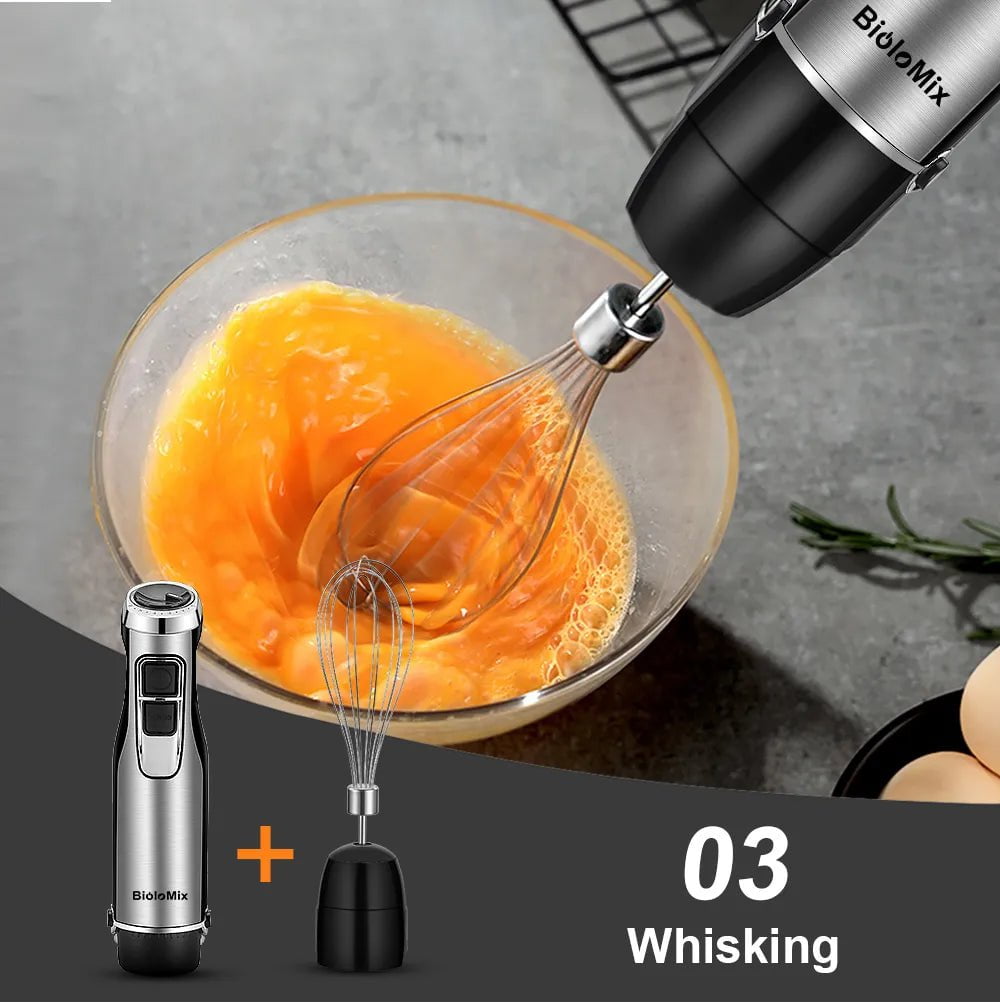 BioloMix 1200W 4-in-1 Immersion Hand Blender with Chopper, Smoothie Cup & Stainless Steel Ice Blades