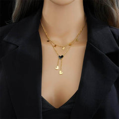 Black Heart Vintage Style Pendant Necklace N1943