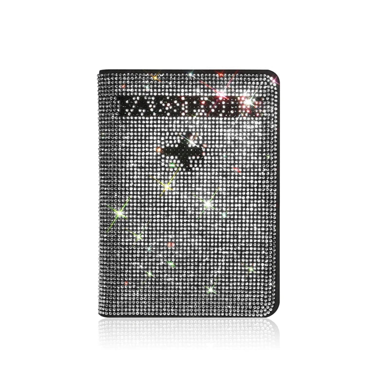 Bling Rhinestone PU Leather Women's Passport Holder Cover