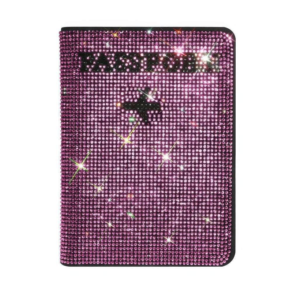 Bling Rhinestone PU Leather Women's Passport Holder Cover