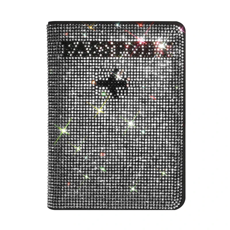 Bling Rhinestone PU Leather Women's Passport Holder Cover WHITE