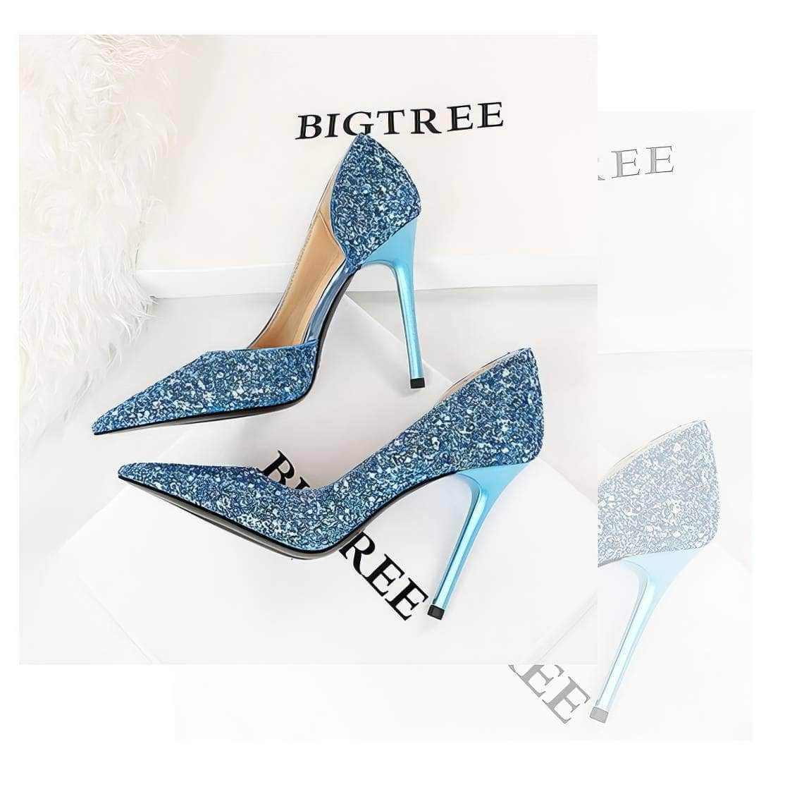 Bling Sequin Pointed Toes Heels Pumps