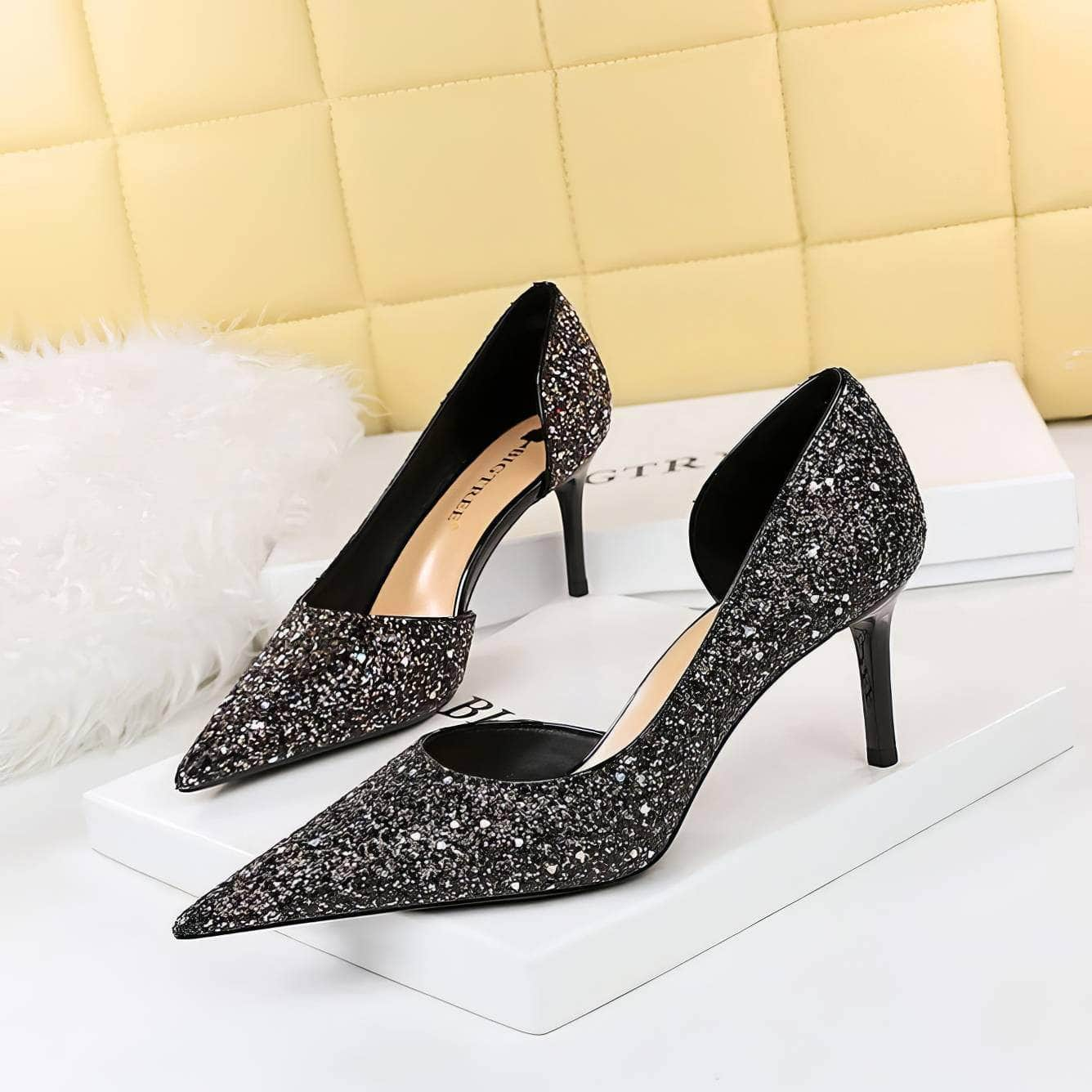 Bling Sequin Pointed Toes Heels Pumps