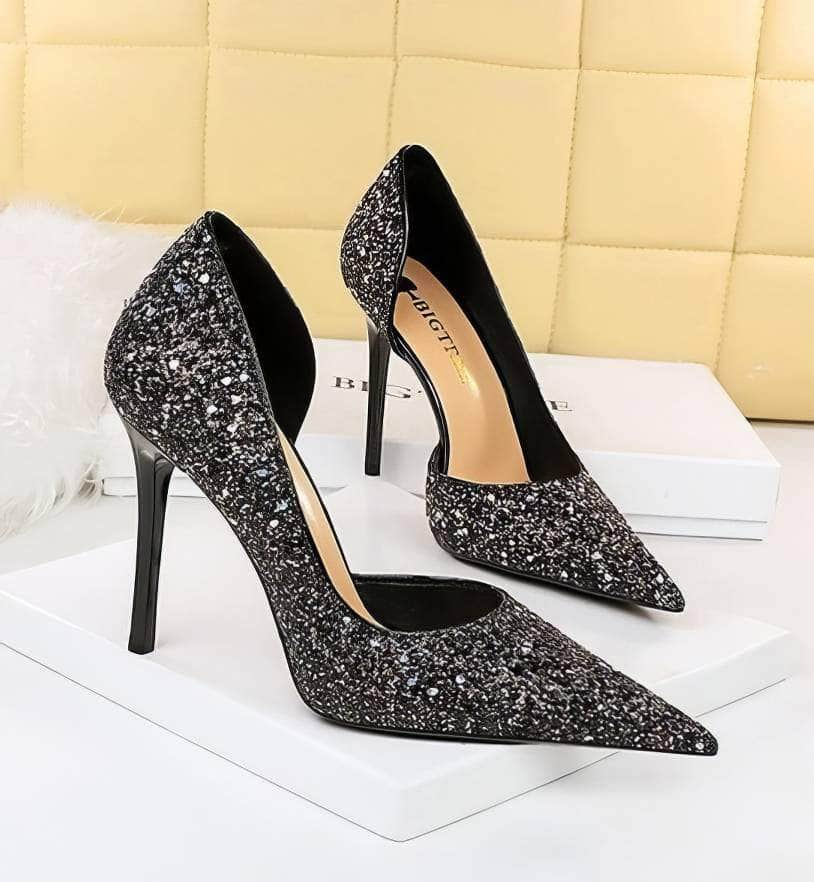 Bling Sequin Pointed Toes Heels Pumps