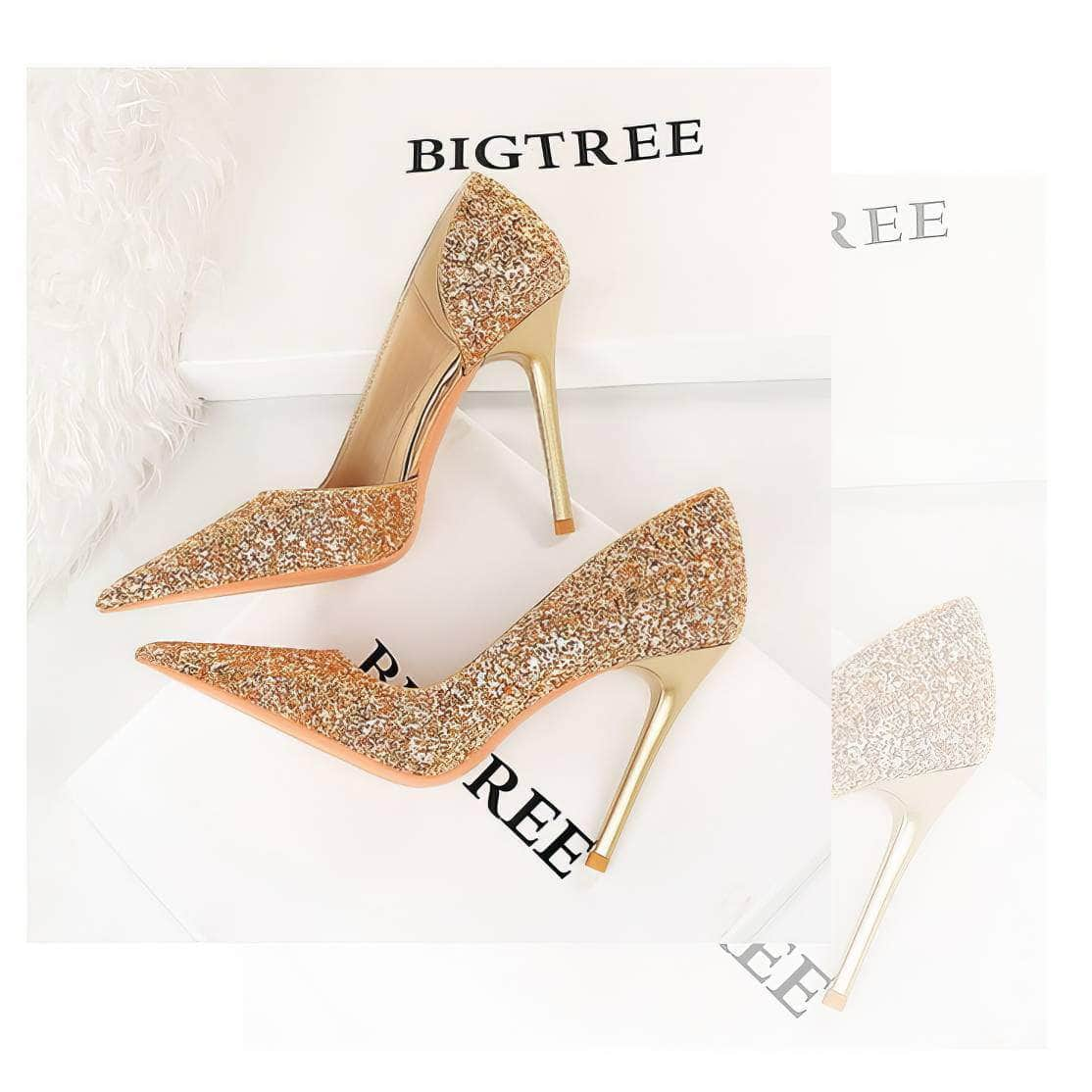 Bling Sequin Pointed Toes Heels Pumps