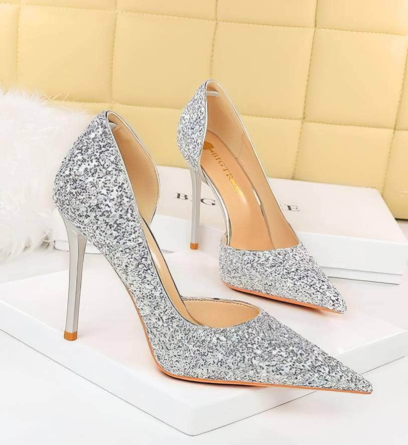 Bling Sequin Pointed Toes Heels Pumps