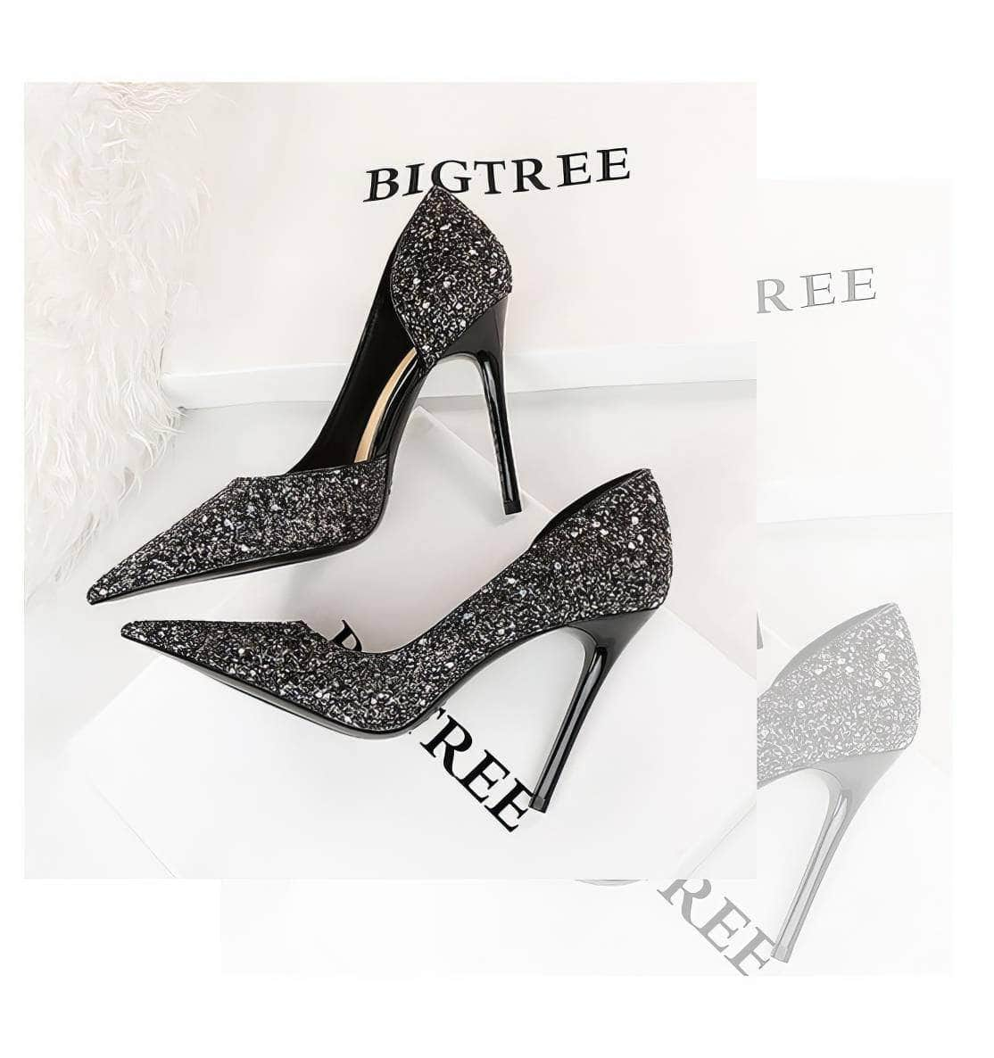 Bling Sequin Pointed Toes Heels Pumps