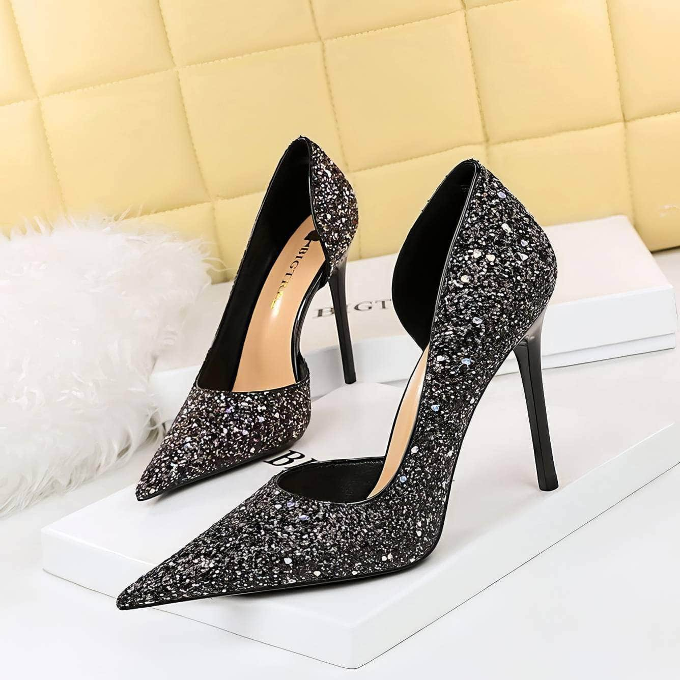 Bling Sequin Pointed Toes Heels Pumps