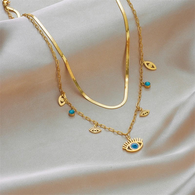 Blue Eye Shape Pendant Necklace N1756