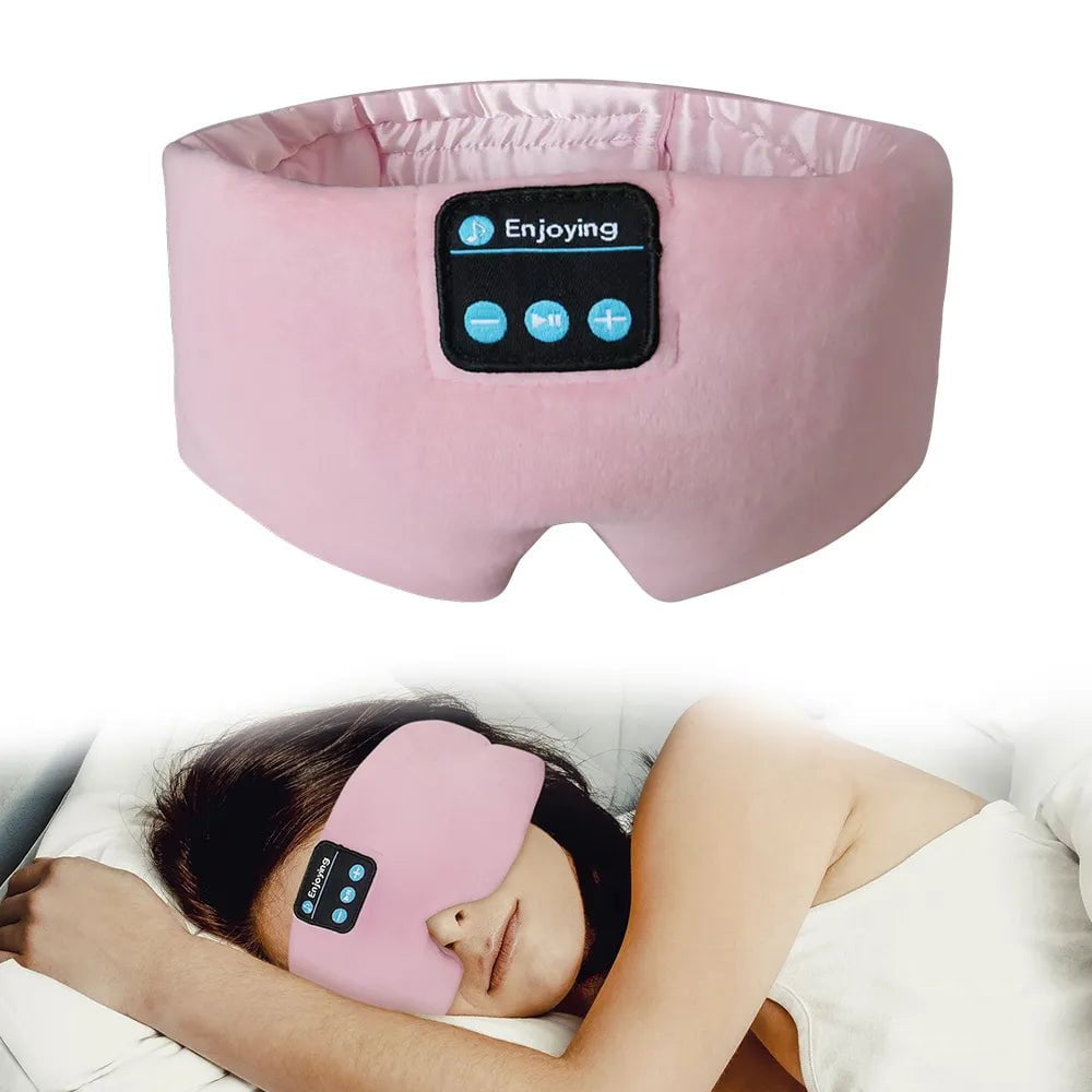 Bluetooth Headphones Sleeping Mask - Travel Cotton Eye Mask for Women and Men with Wireless Cooling Earphones pink