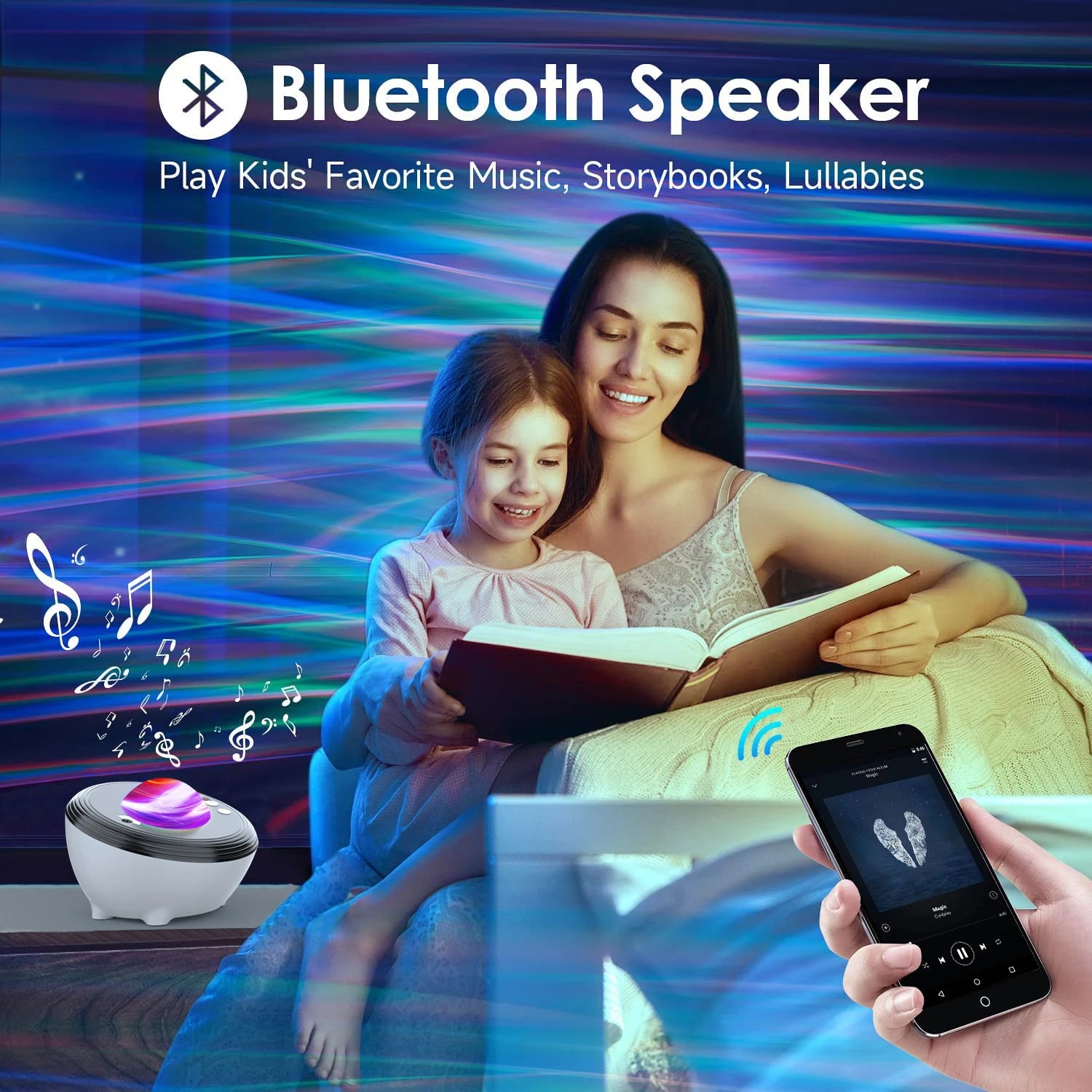 Bluetooth Speaker Star Projector: Galaxy Night Light with White Noise Aurora, Ideal for Bedroom, Kids, and Adults