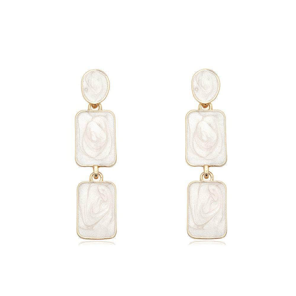 Bohemian Pearl Light Pastel Drop Earrings White / Clip On