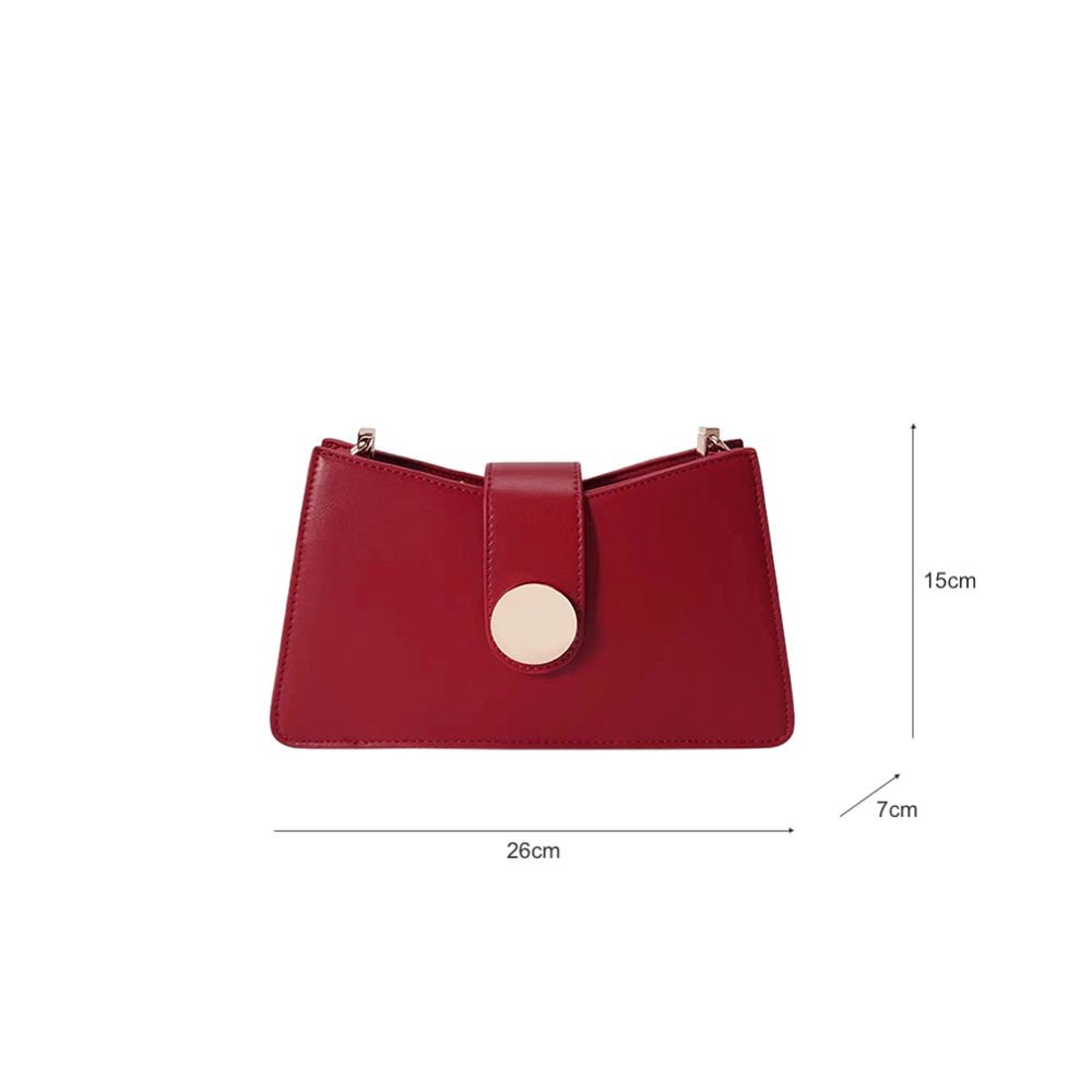 Bordeaux Circular Metal-Embellished Buckle Baguette Handbag