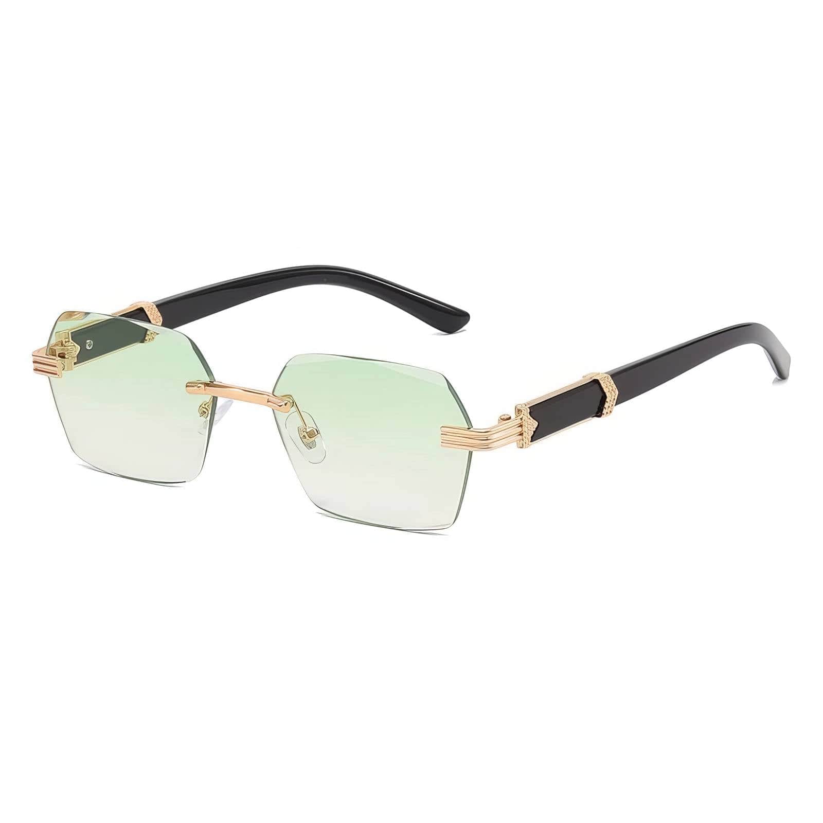 Borderless Tinted Sunglasses Double Green/Gold / Resin