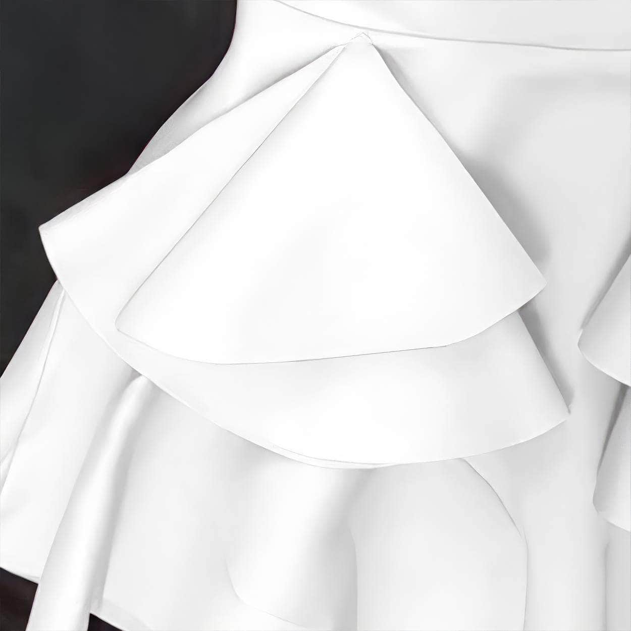 Bow Detail Flounce Sleeve Mermaid Ruffle Trim Dress