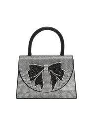 Bow Detailed Rhinestone Top Handle Handbag