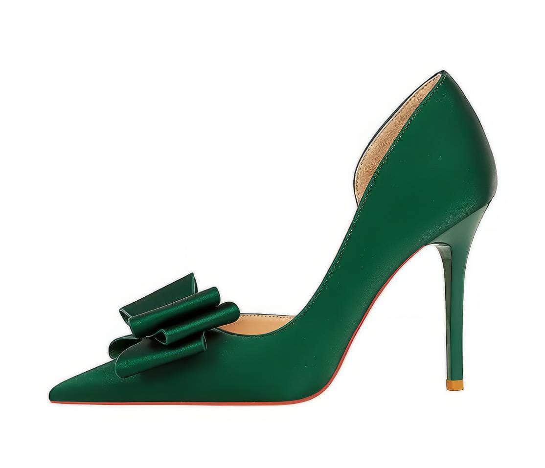 Bow Knot Detailed Femme Stiletto Heels EU 33 / Green / 10.5CM