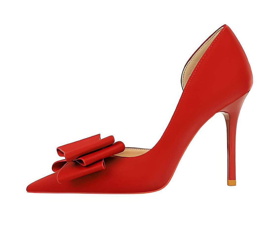 Bow Knot Detailed Femme Stiletto Heels EU 33 / Red / 10.5CM