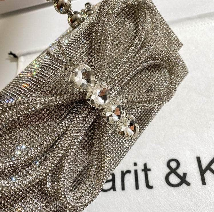 Bow Knot Rhinestone Box Clutch