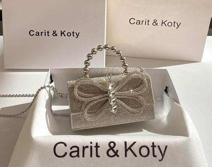 Bow Knot Rhinestone Box Clutch