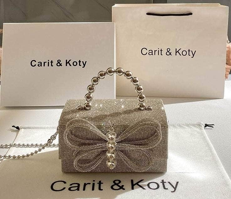 Bow Knot Rhinestone Box Clutch