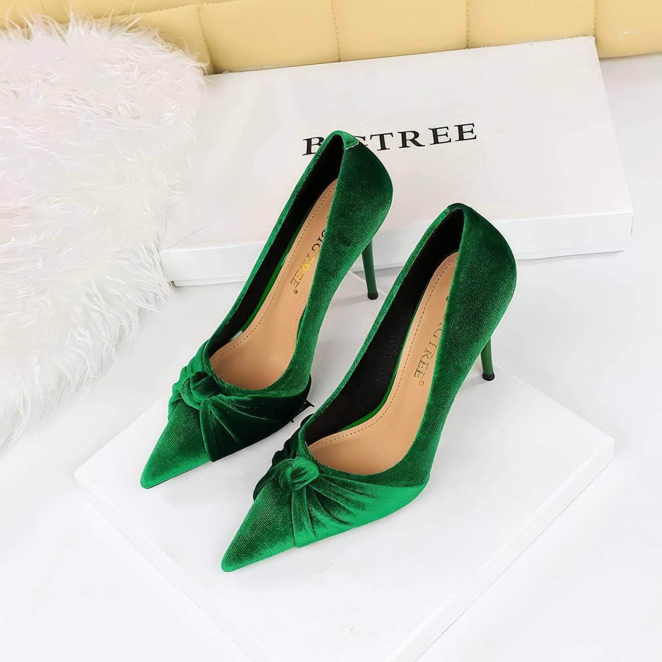 Bow Knot Suede Stiletto Pumps