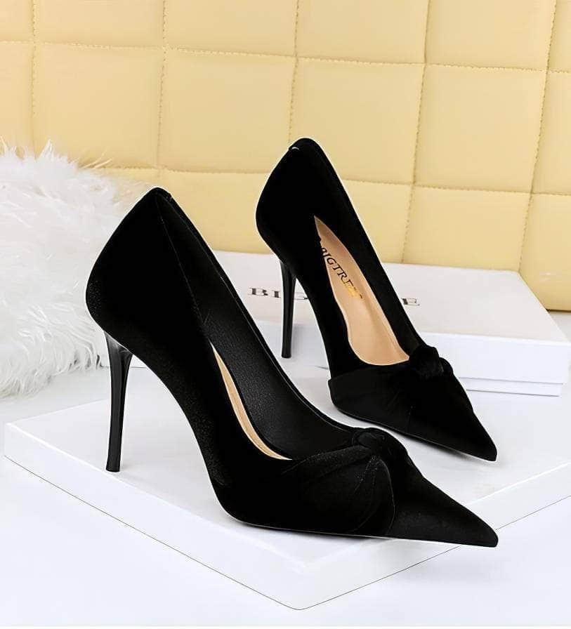 Bow Knot Suede Stiletto Pumps