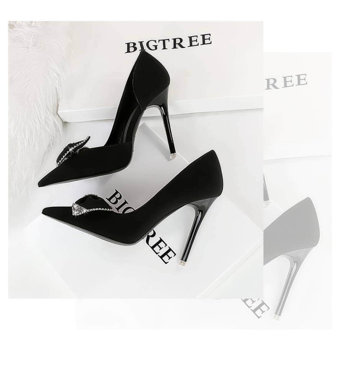 Bow Sequin Detailed Pump Court Heels