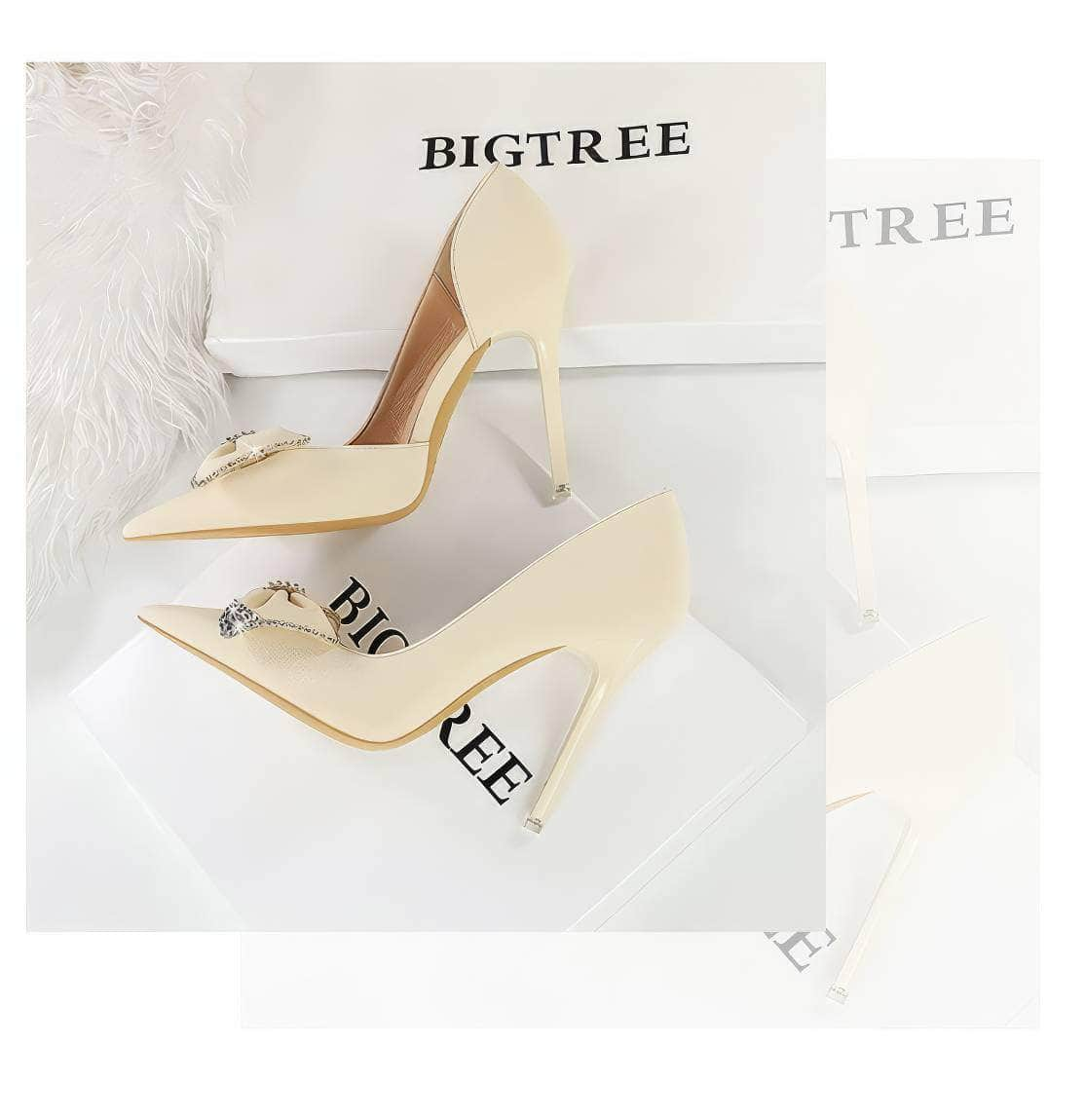 Bow Sequin Detailed Pump Court Heels