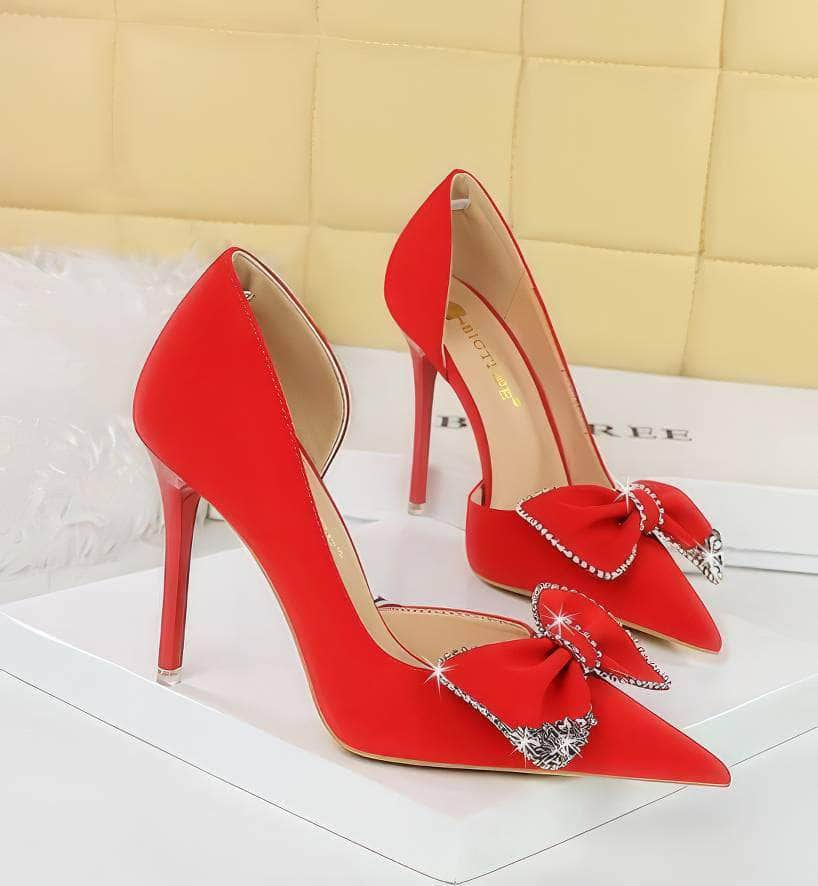 Bow Sequin Detailed Pump Court Heels