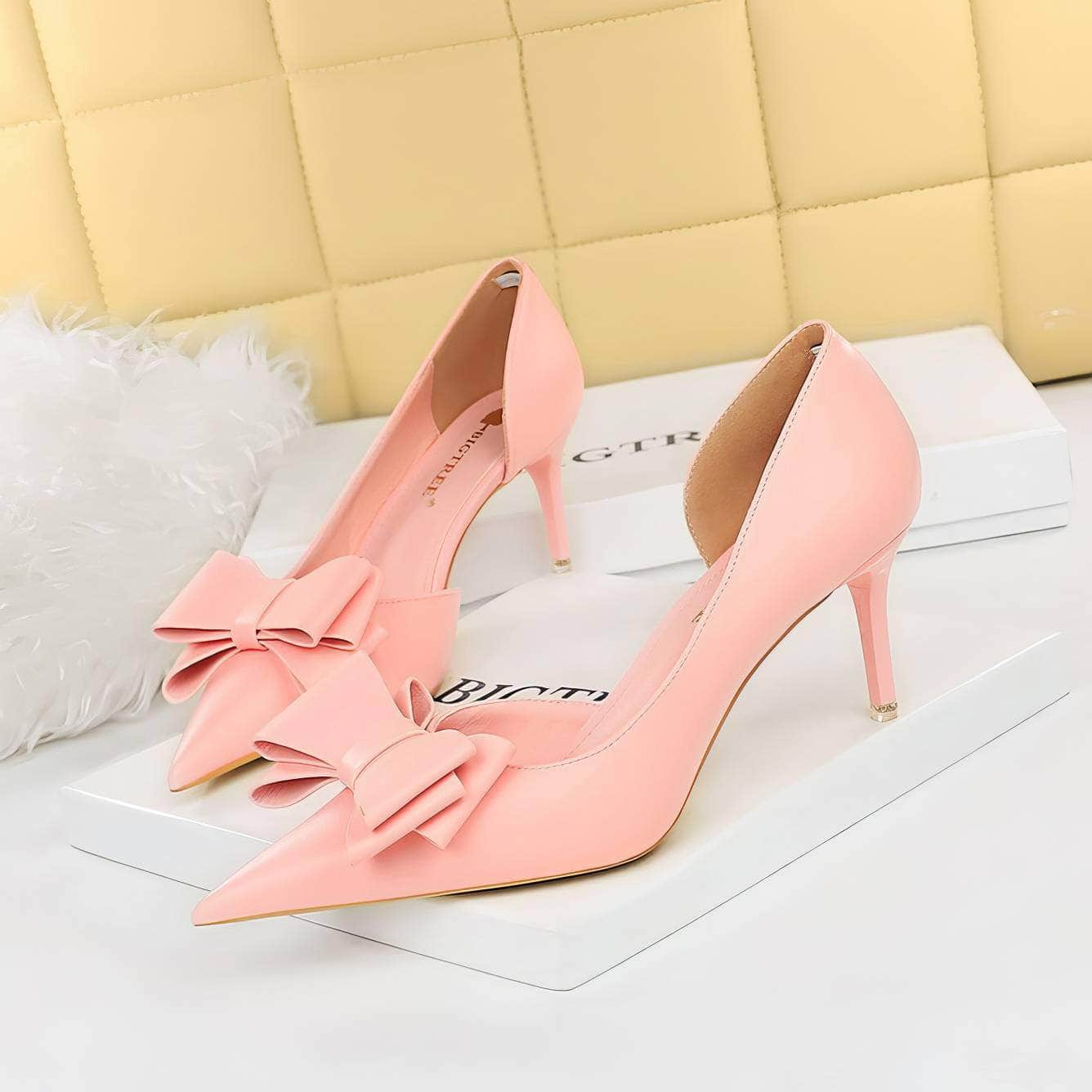 Bowknot Embellished Ankle Cut Heels