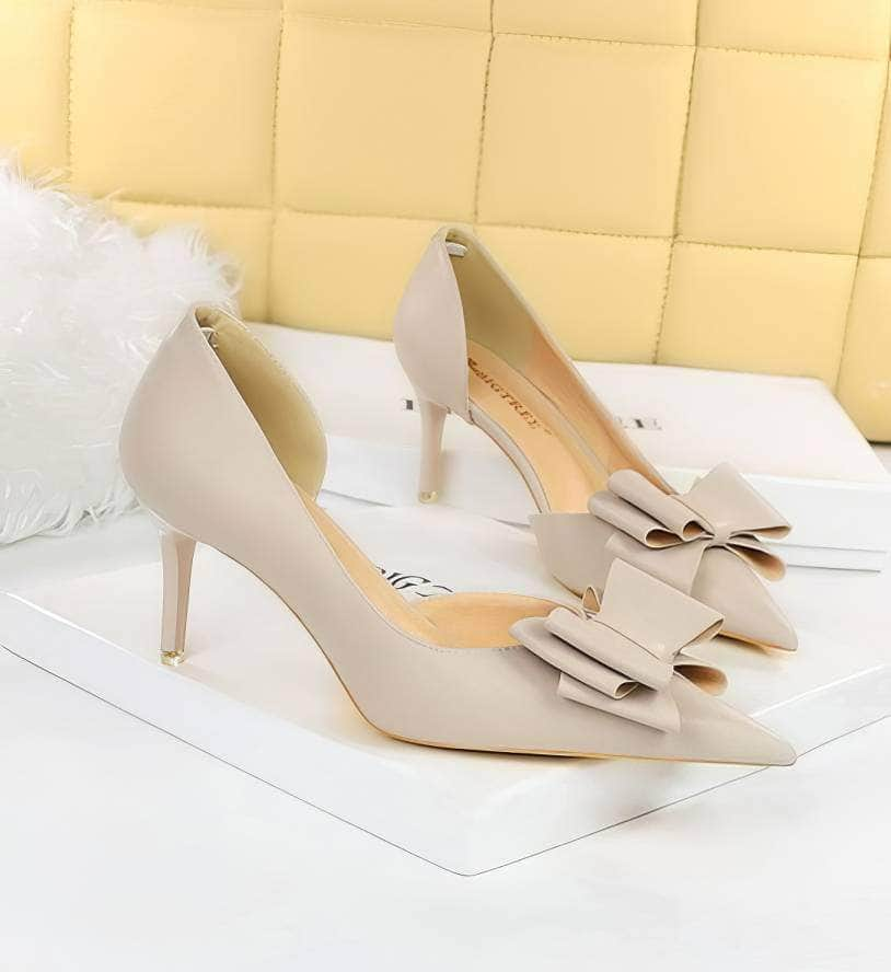 Bowknot Embellished Ankle Cut Heels