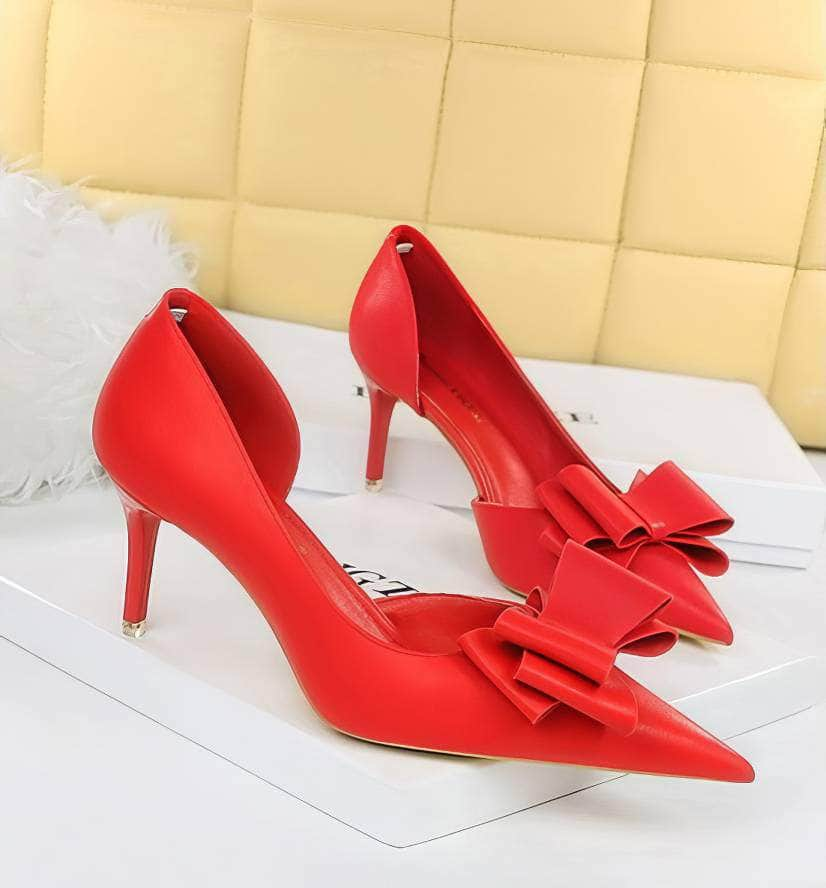 Bowknot Embellished Ankle Cut Heels