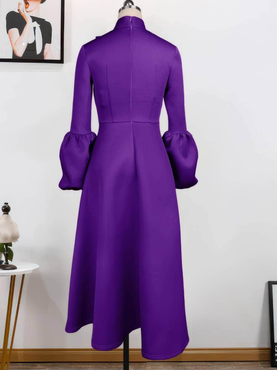 Bowtie Lantern Sleeves Maxi A-Line Dress