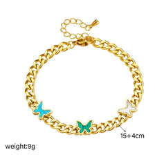 Bracelet with Butterfly, Heart, and Star Charms for Women and Girls