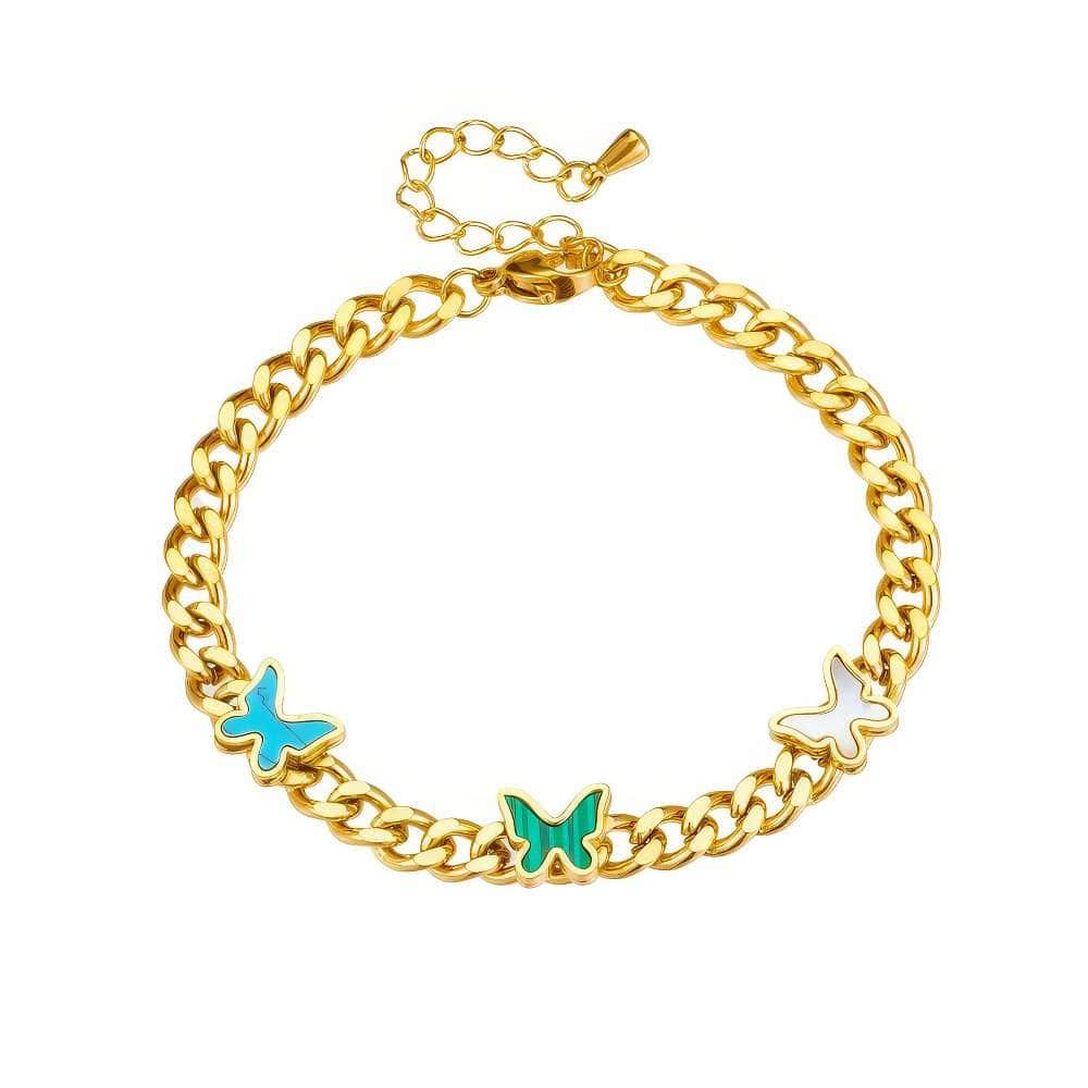 Bracelet with Butterfly, Heart, and Star Charms for Women and Girls