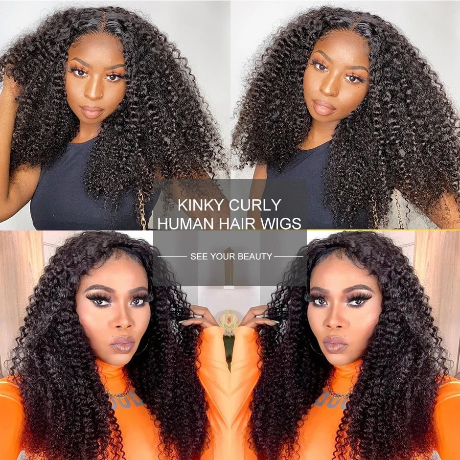 Brazilian Kinky Curly Glueless Wig - Wear And Go, 6x4 HD Lace Closure Wig, Pre-Cut, 100% Human Hair, Ready To Wear