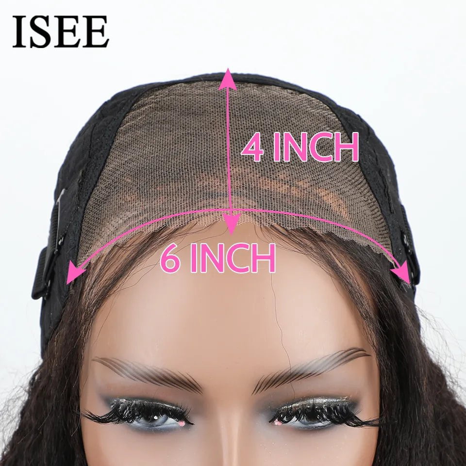 Brazilian Kinky Straight Glueless Wig - Wear And Go, 6x4 HD, 100% Human Hair, Preplucked, Ready To Go, Pre-Cut, No Glue
