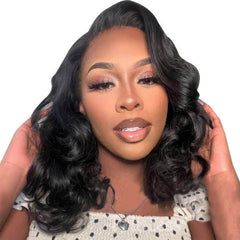 Brazilian Ocean Wave Glueless Wig - Wear And Go, 6x4 HD Lace, Glueless Human Hair Wig, Ready To Wear, Pre-Plucked, New In Body Wave Middle Part / 12inches / 180%